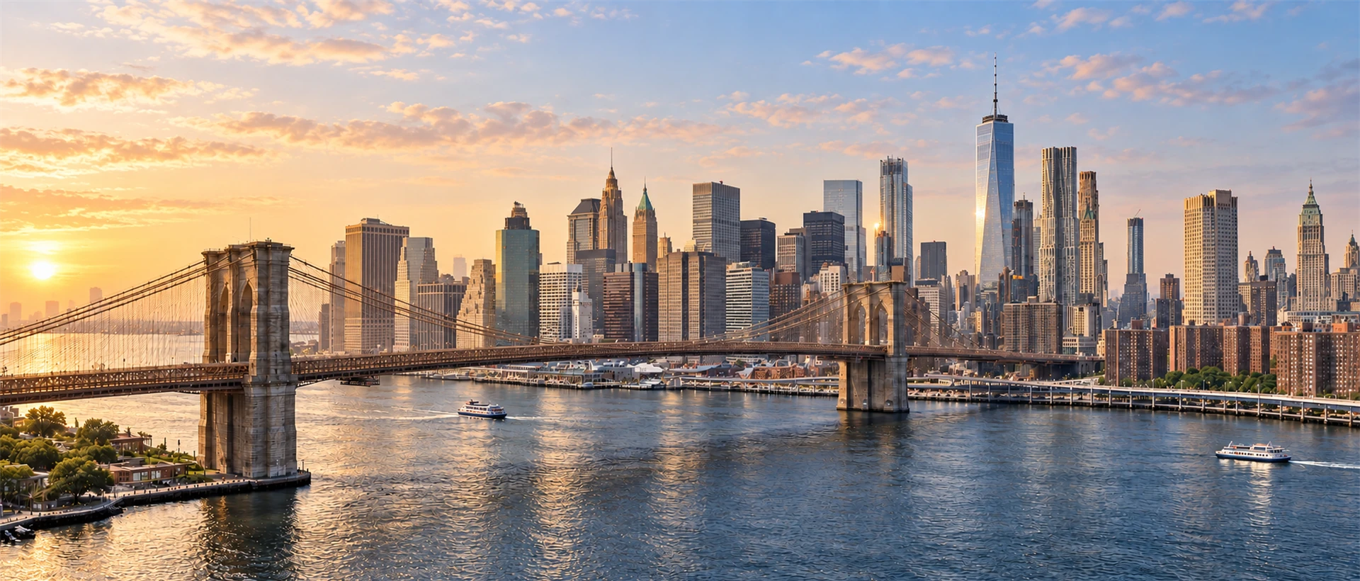 New York city skyline in the early morning